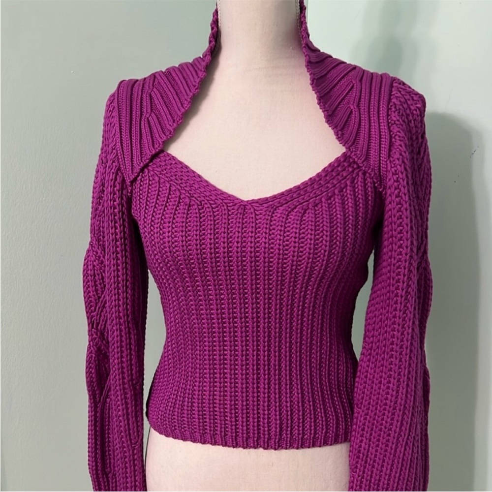 🆕 Express Women's Purple Pink Knit Sweater